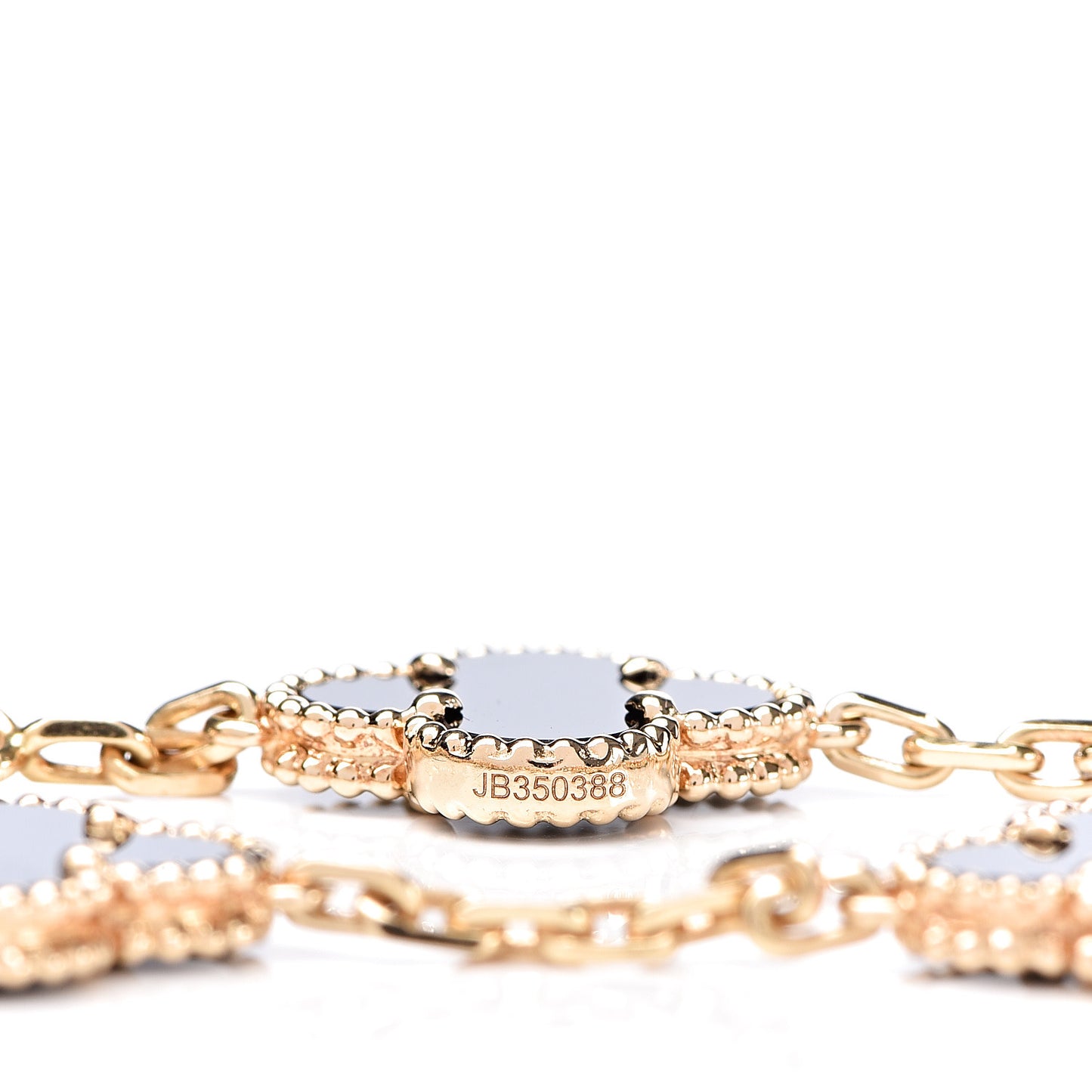 18K Yellow Gold Black Onyx 5 Motifs Vintage Alhambra Bracelet