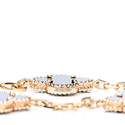 Van Cleef & Arpels 18K Yellow Gold Black Onyx 5 Motifs Vintage Alhambra Bracelet 5 of 6