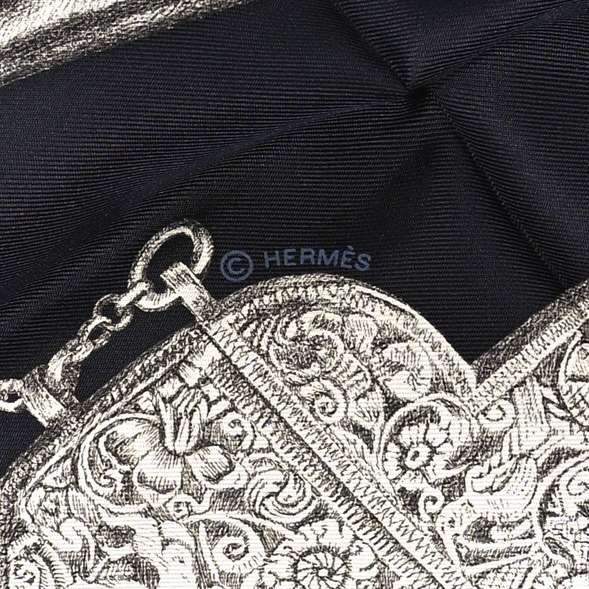 Hermes Silk Nous Sommes Inseparables Scarf 90 Caban Anthracite Creme 4 of 5
