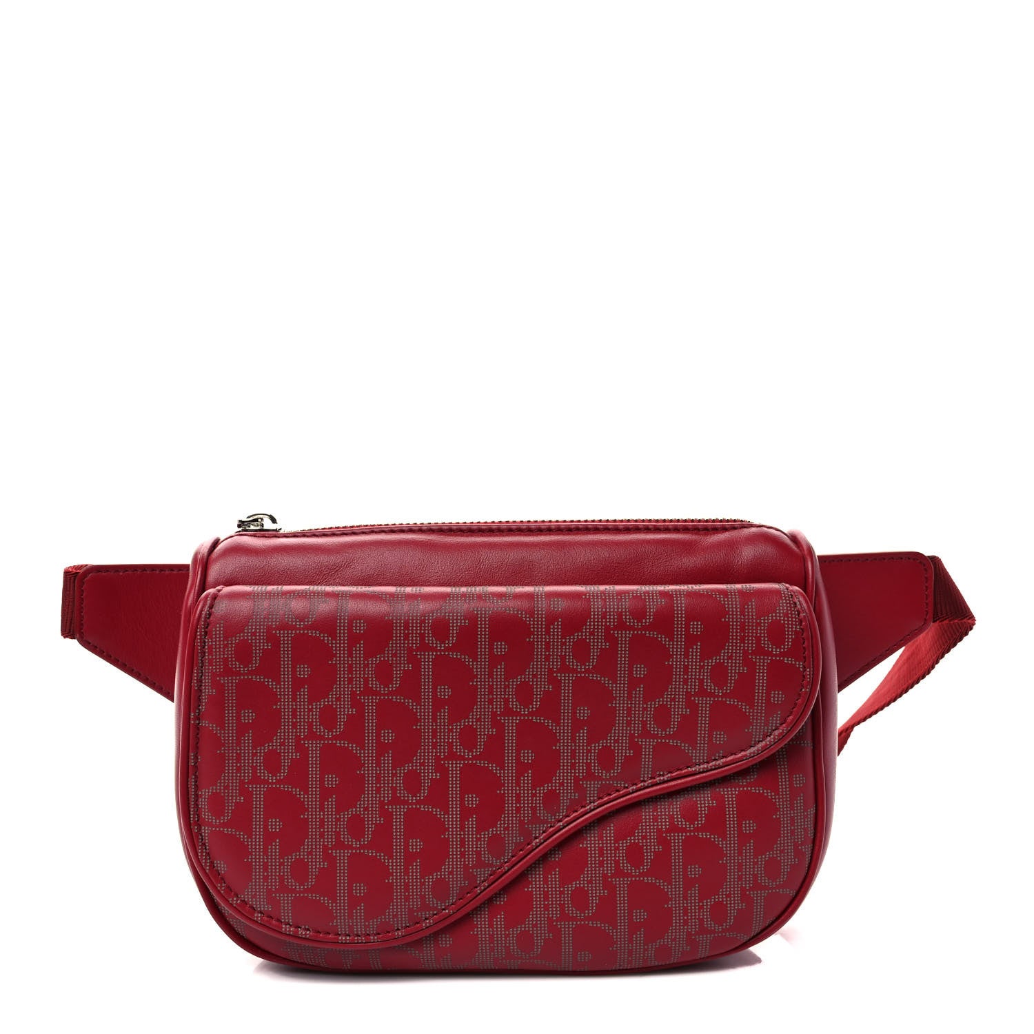 Christian Dior Galaxy Calfskin Oblique World Tour Saddle Belt Bag Red 1 of 8