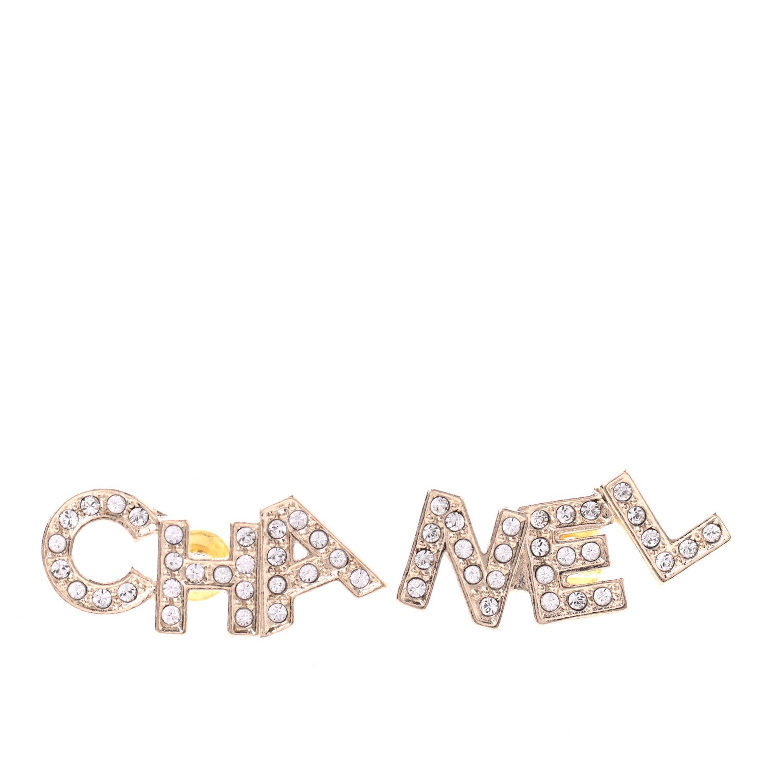 Chanel Crystal Pearl Signature Stud Earrings Gold 1 of 4