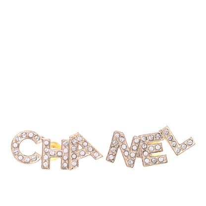 Chanel Crystal Pearl Signature Stud Earrings Gold 1 of 4