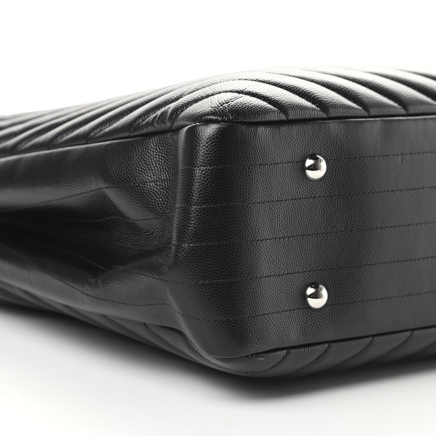 Caviar Chevron Quilted Large Shopping Tote Black