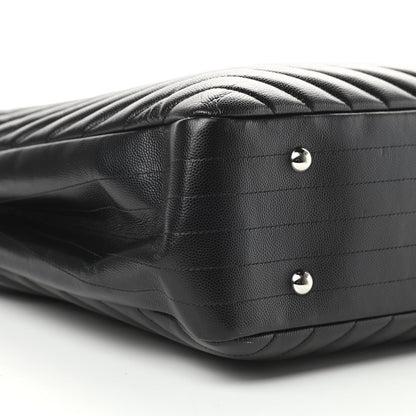 Chanel Caviar Chevron Quilted Large Shopping Tote Black 9 of 10
