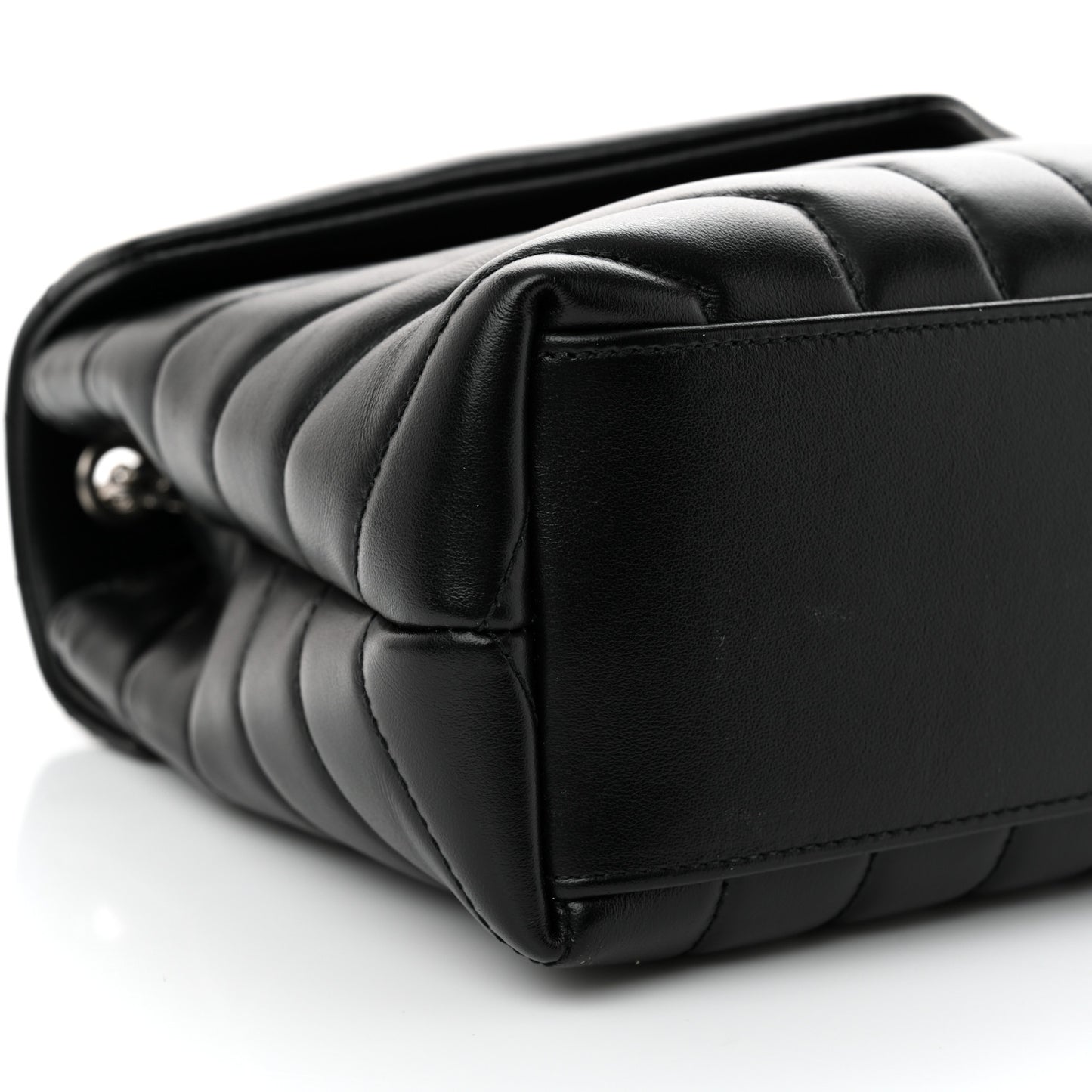 Calfskin Y Quilted Monogram Small Loulou Chain Satchel Black