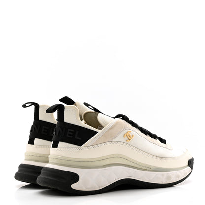 Chanel Velvet Calfskin Mixed Fibers CC Sneakers 40 Ivory Black 4 of 8