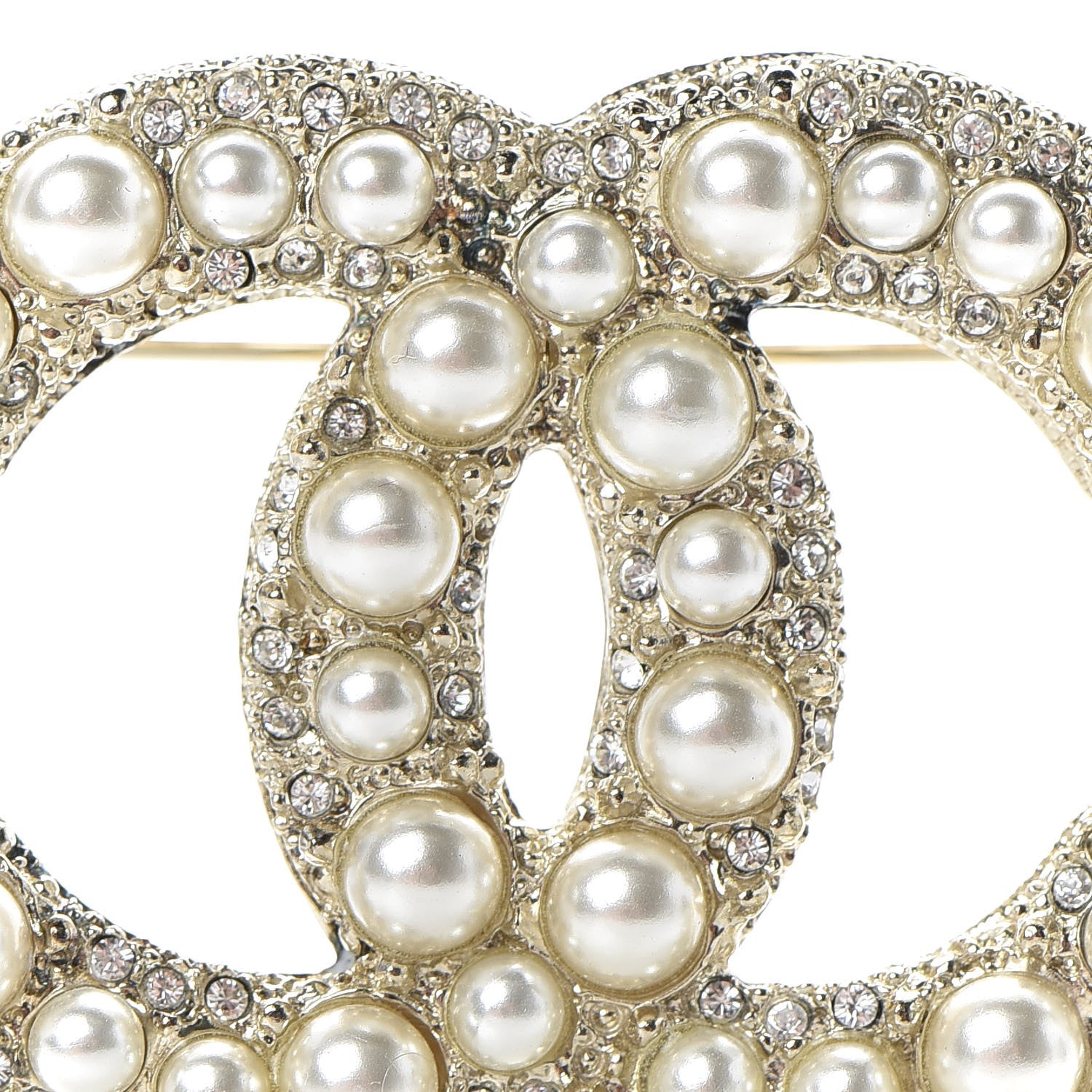Chanel Pearl Crystal CC Brooch Gold 5 of 5