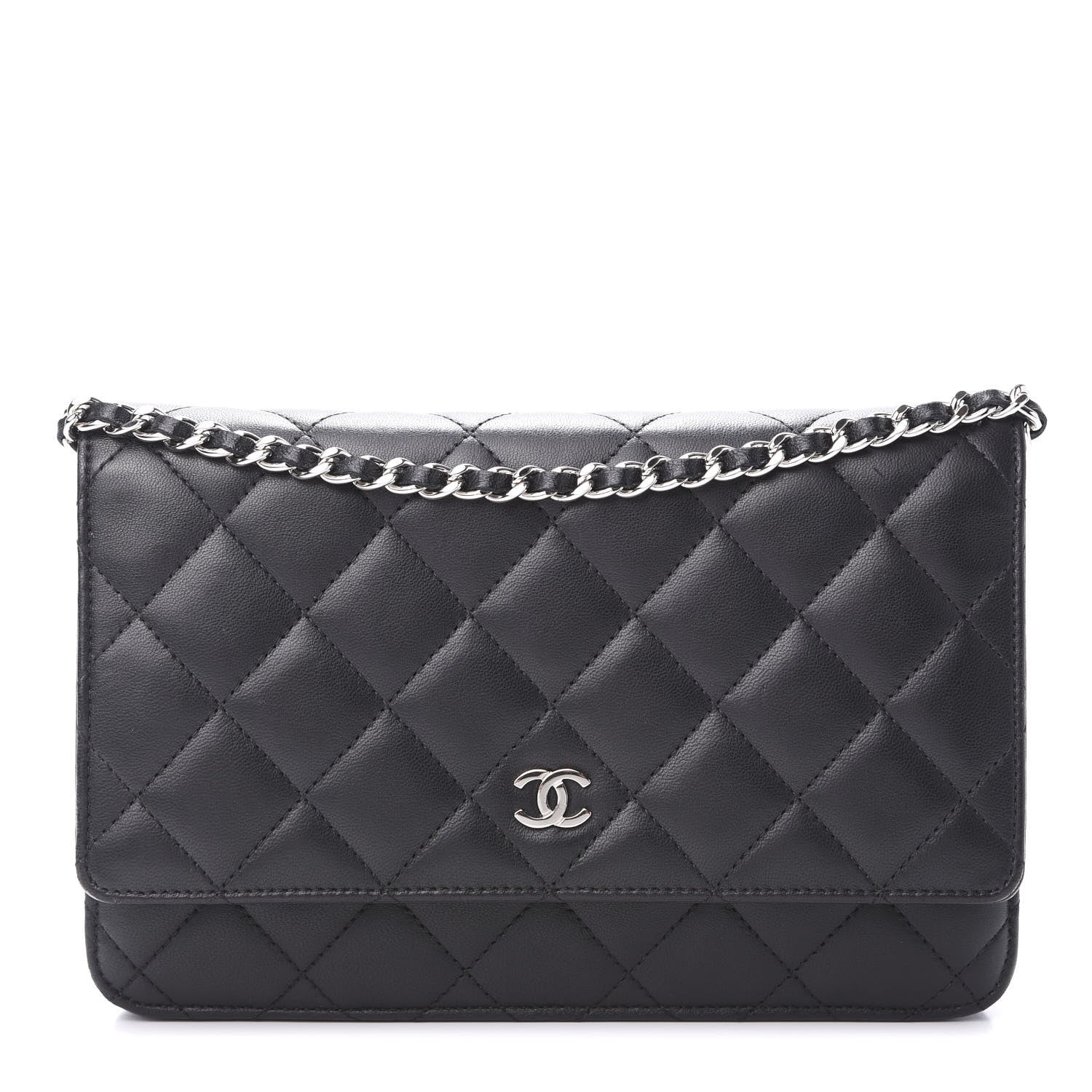 Chanel Lambskin Quilted Wallet On Chain WOC Black 1 of 13
