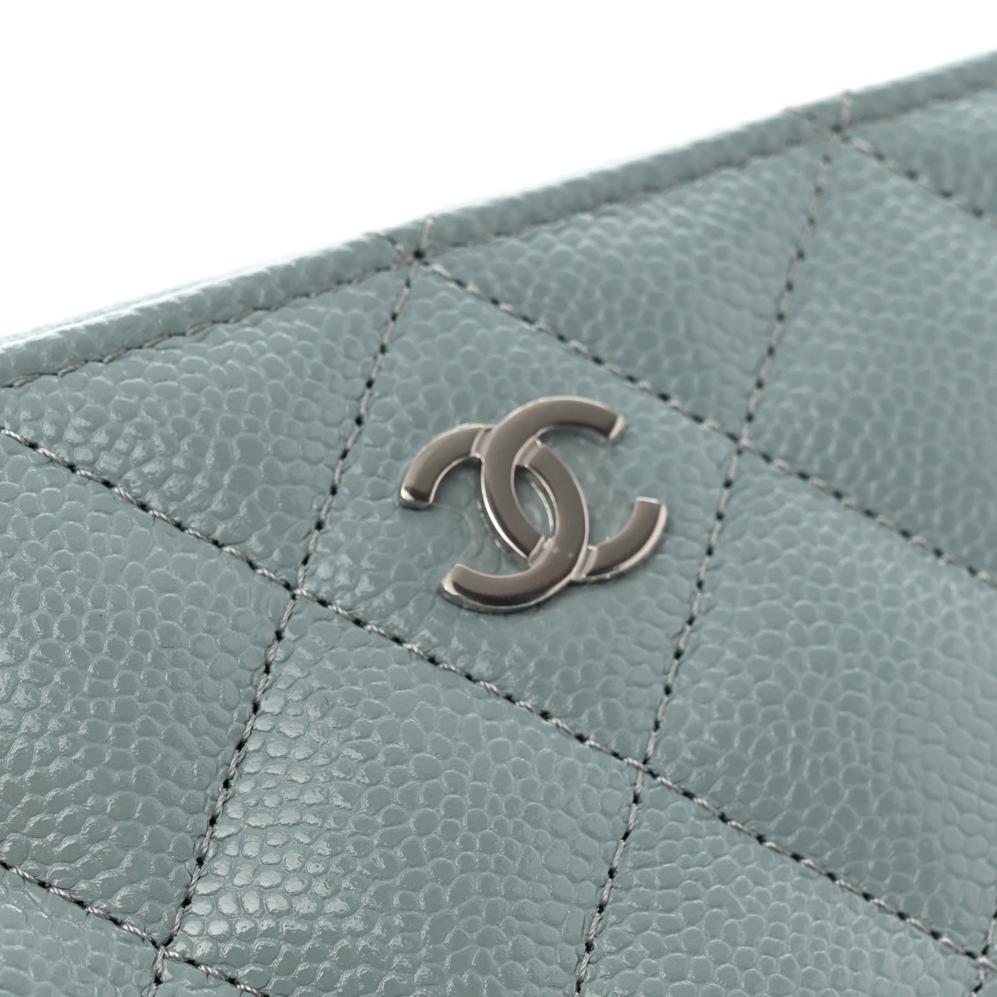 Caviar Quilted Zipped Key Holder Case Blue