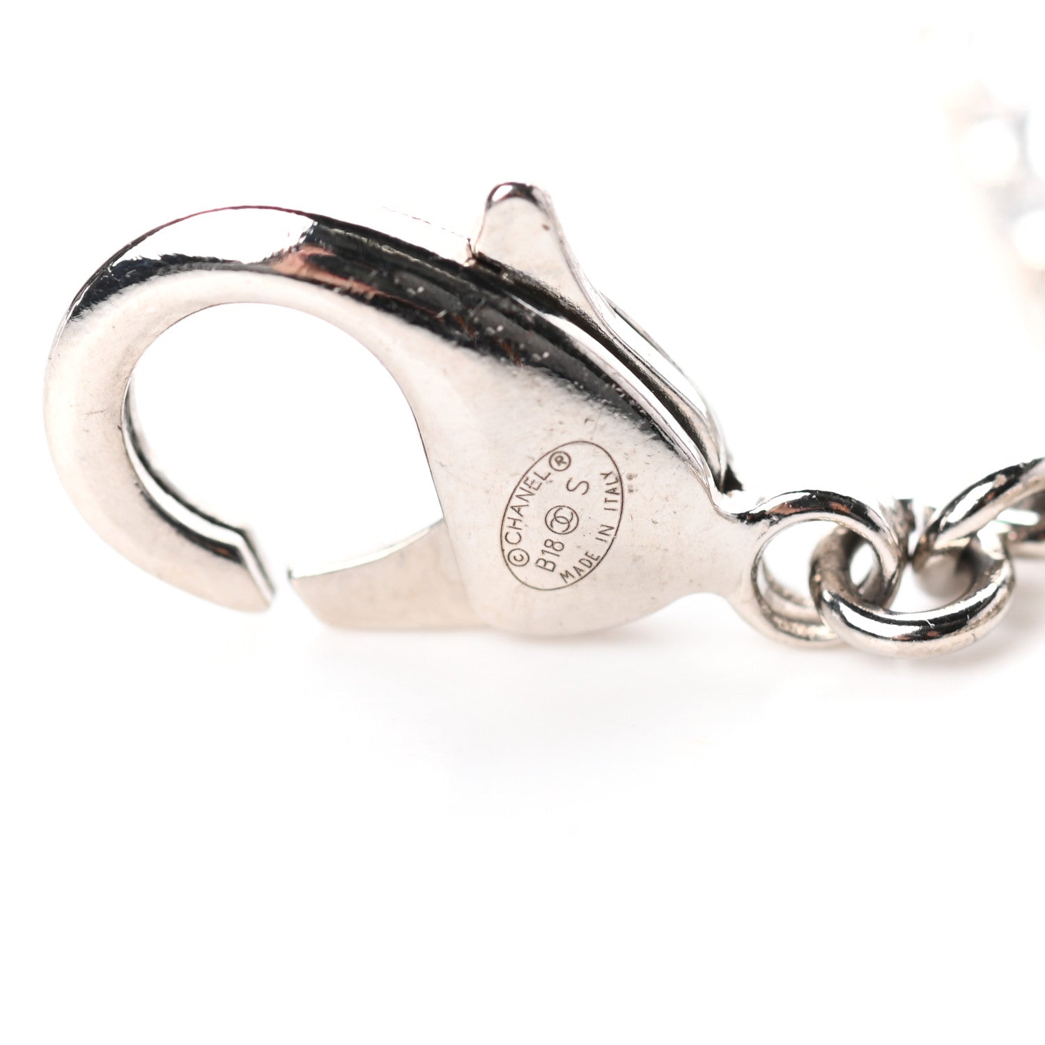 Chanel Crystal CC Logo Bracelet Silver 4 of 5