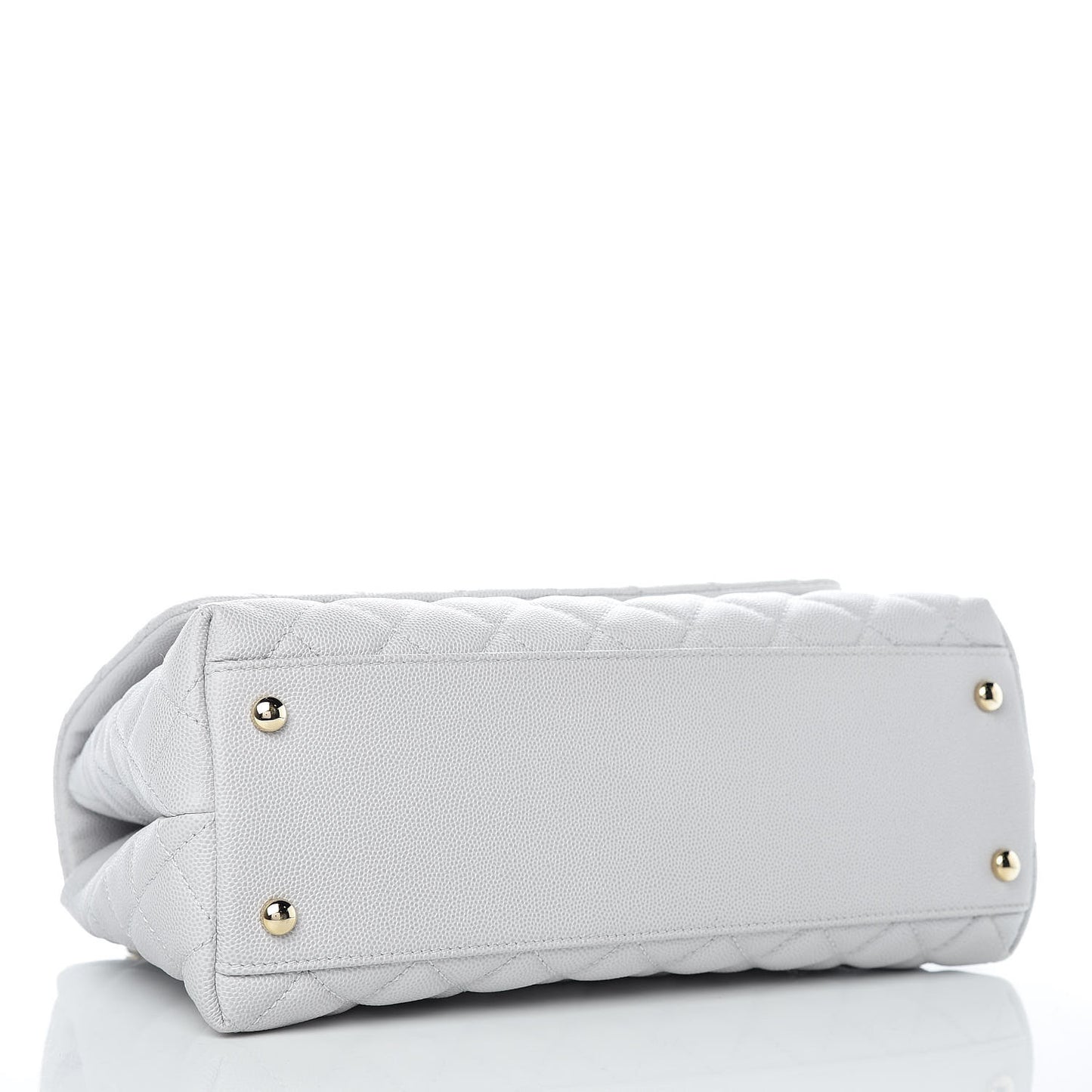 Caviar Quilted Small Coco Handle Flap Light Grey