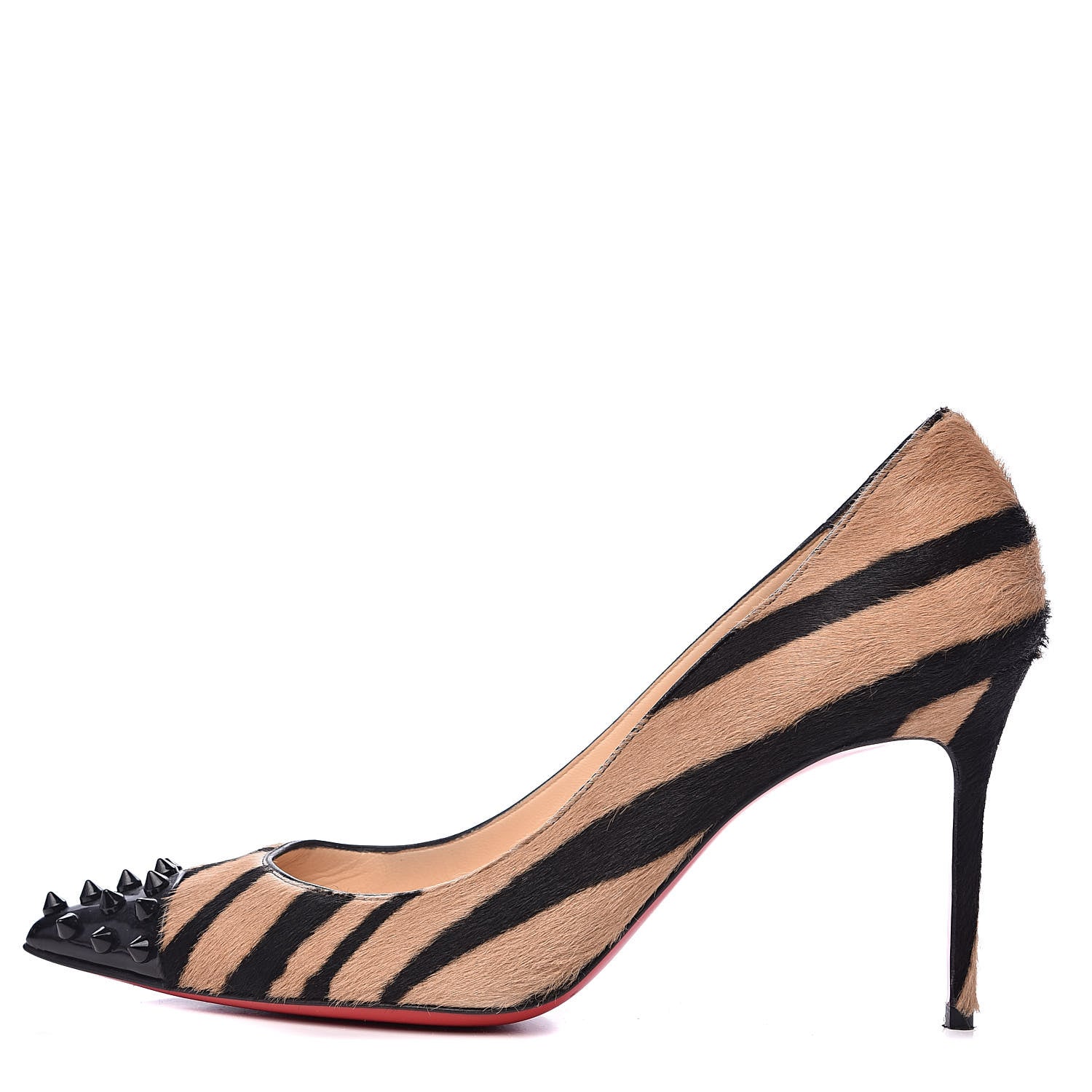 Christian Louboutin Calf Hair Patent Zebra Print Geo 85 Pumps 37 Dune Black 1 of 11