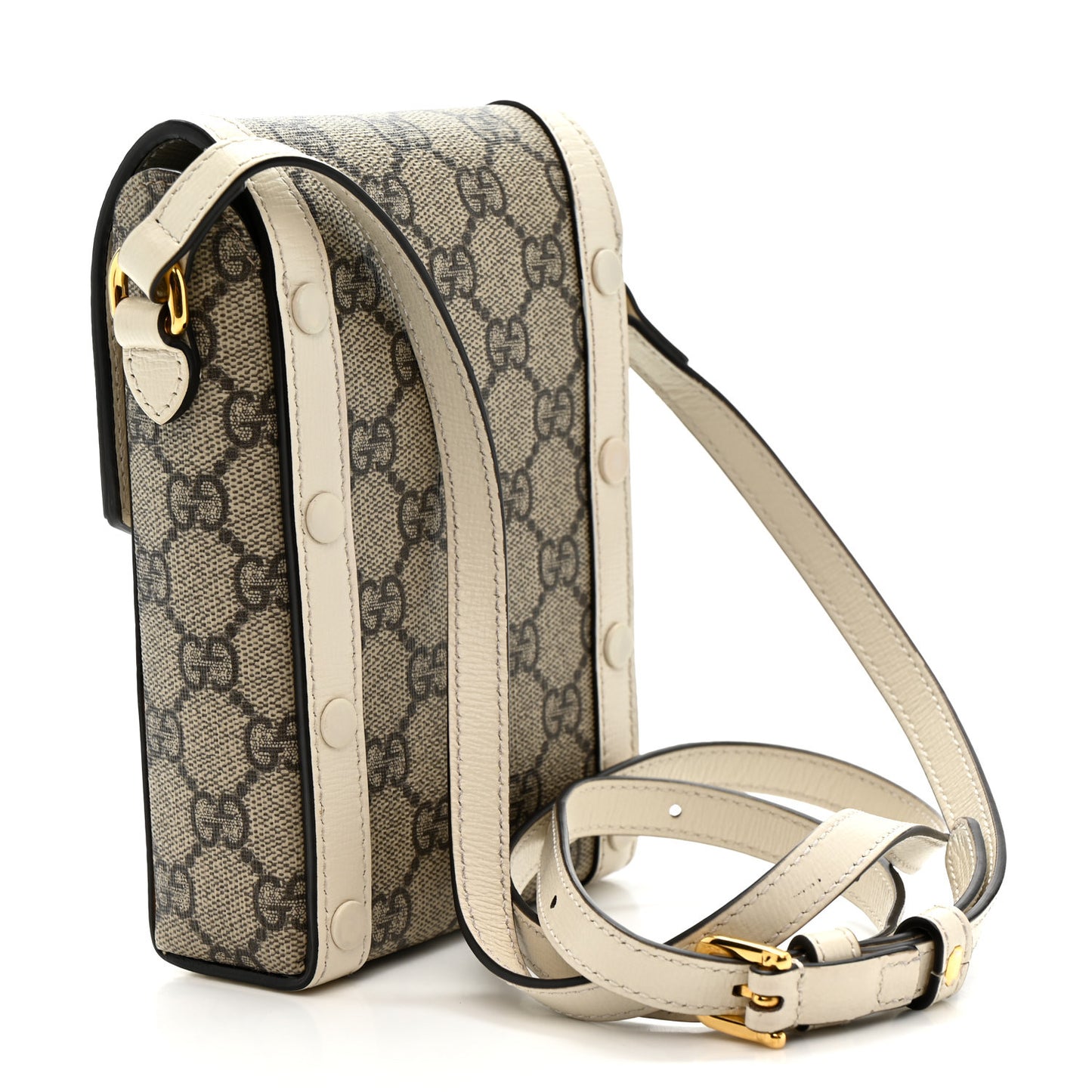 GG Supreme Monogram Azalea Calfskin Mini Horsebit 1955 Crossbody Bag Beige Ebony Mystic White