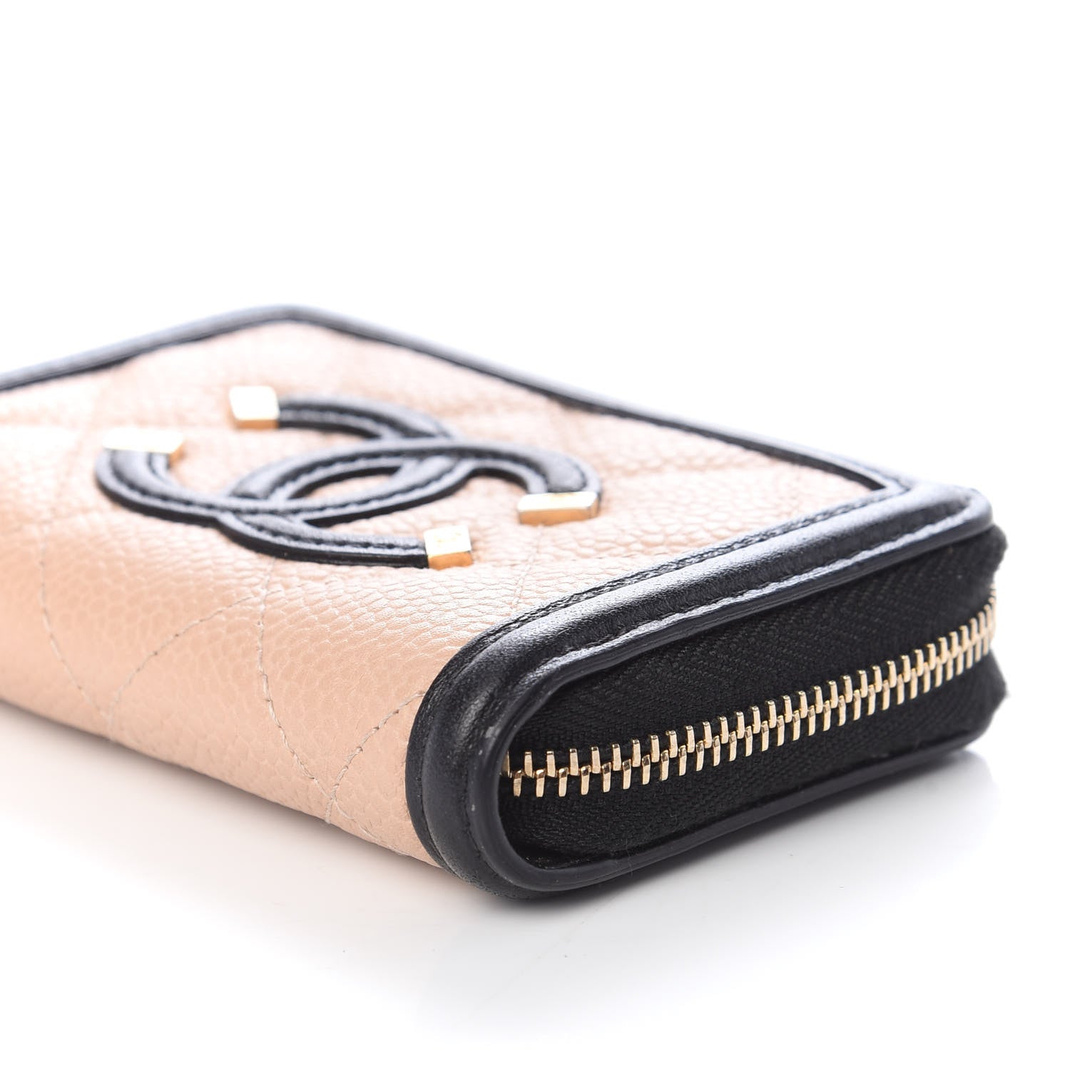 Chanel Caviar Quilted Filigree Coin Purse Beige Black 9 of 9
