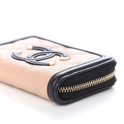 Chanel Caviar Quilted Filigree Coin Purse Beige Black 9 of 9