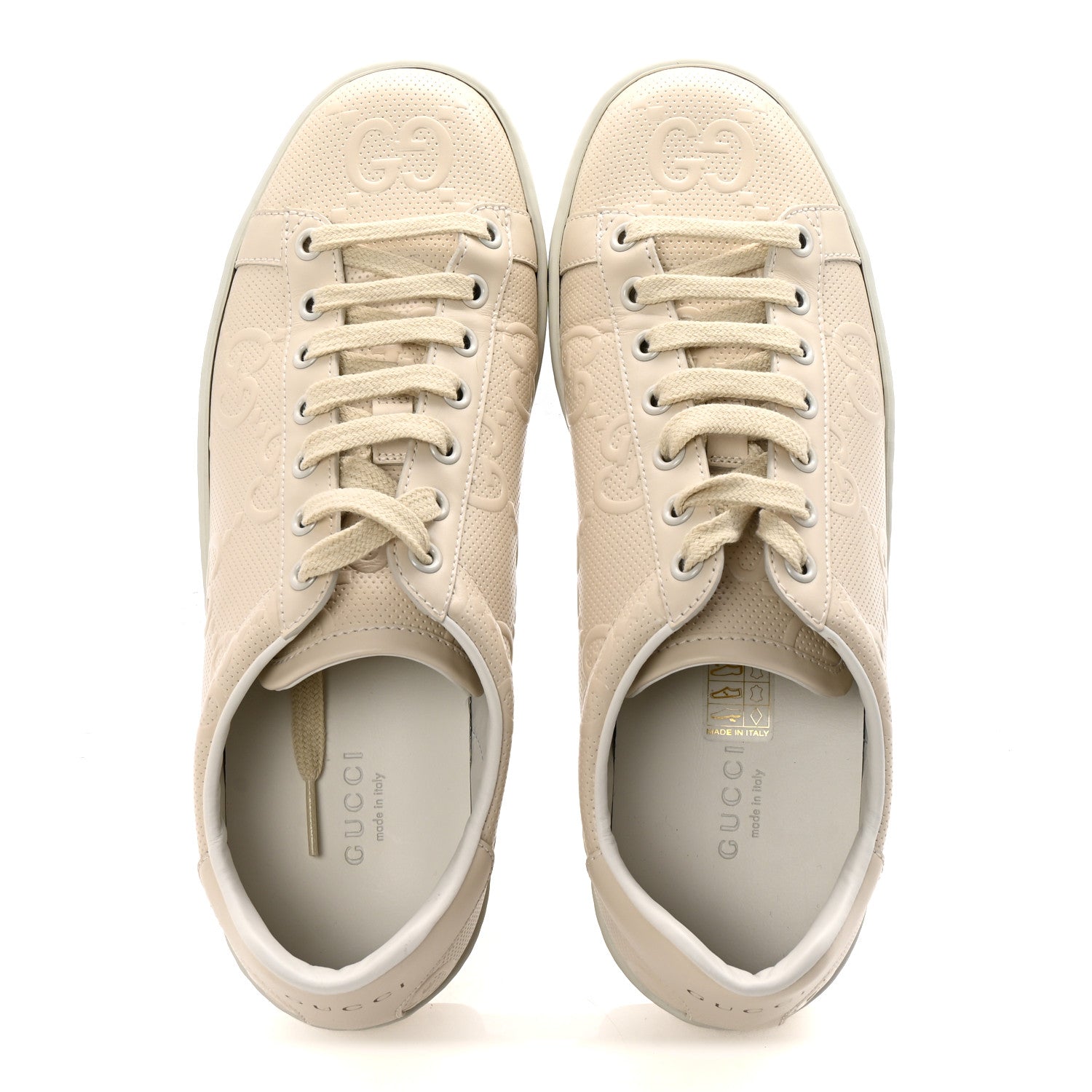 Gucci Calfskin GG Tennis Embossed Womens Ace Sneakers 39 Mystic White 2 of 10