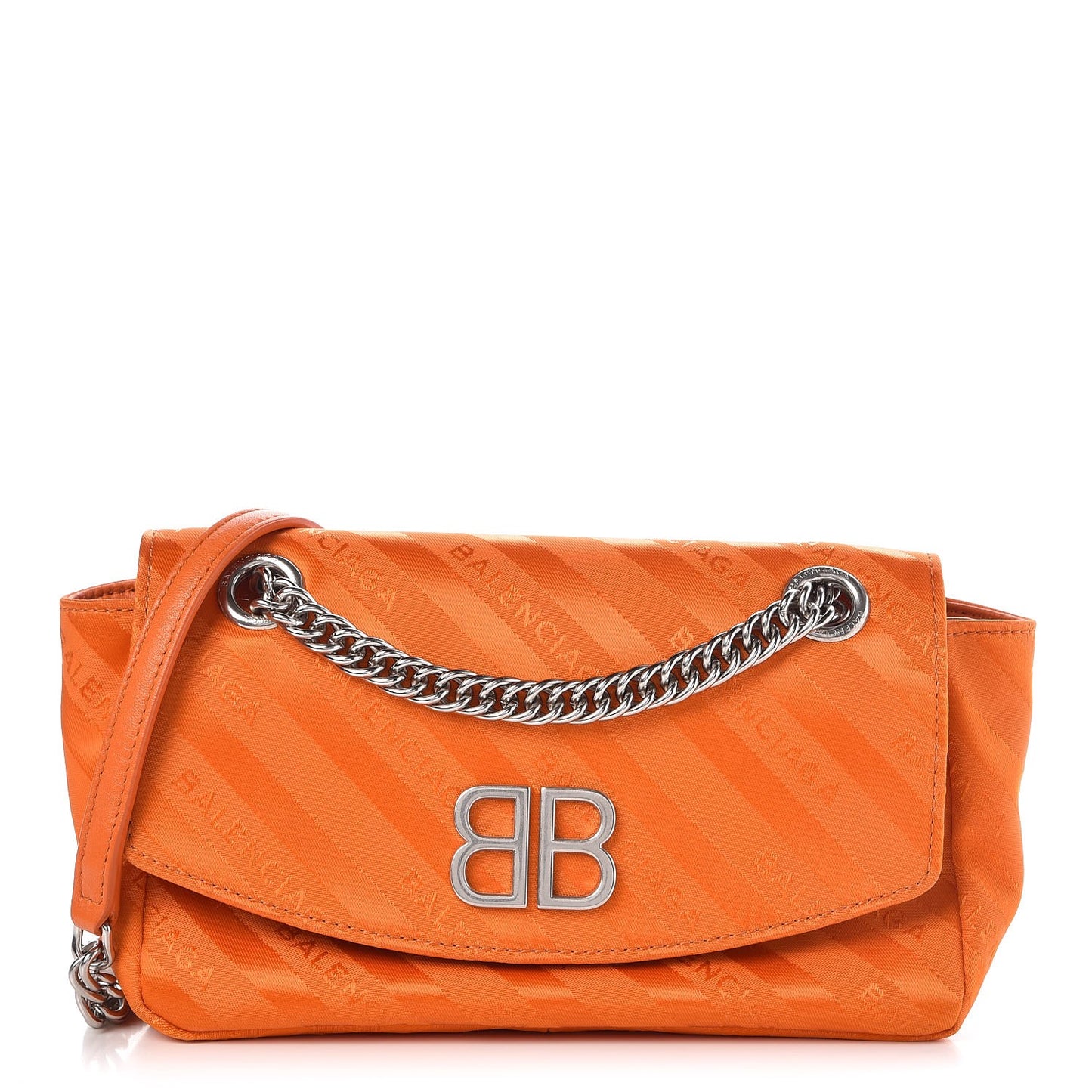 Nylon Jacquard Diagonal Logo S BB Round Shoulder Bag Orange Sanguine