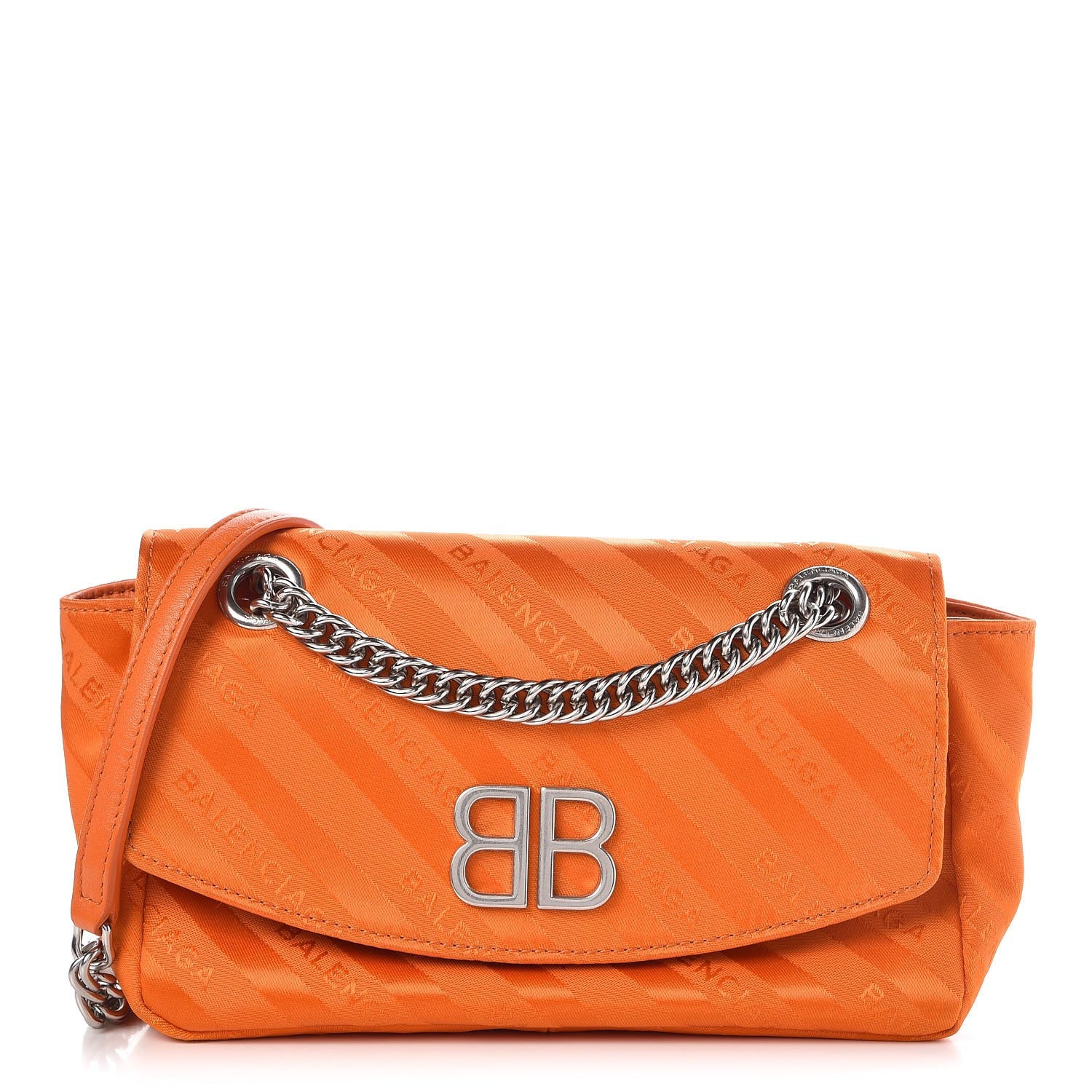Balenciaga Nylon Jacquard Diagonal Logo S BB Round Shoulder Bag Orange Sanguine 1 of 9