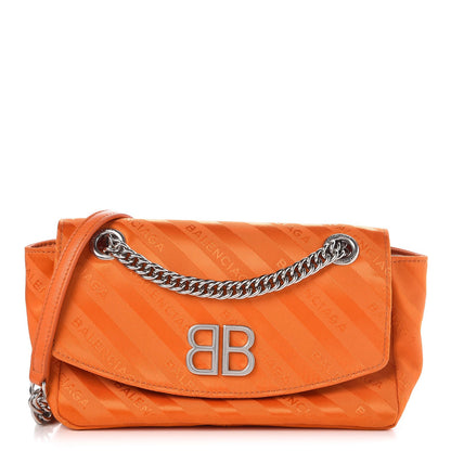 Balenciaga Nylon Jacquard Diagonal Logo S BB Round Shoulder Bag Orange Sanguine 1 of 9