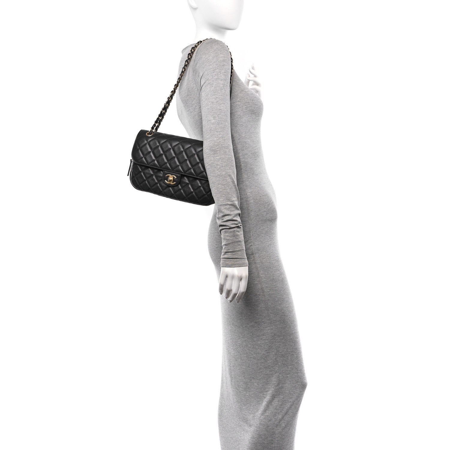 Chanel Caviar Quilted Medium Single Flap Navy 2 of 12