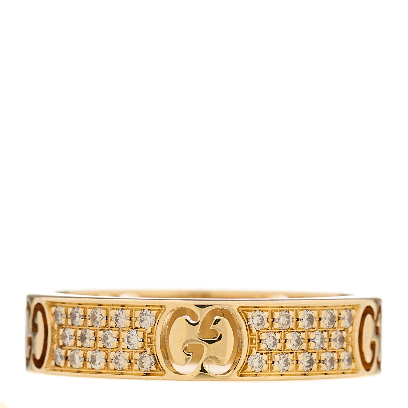 Gucci 18K Yellow Gold Diamond Icon Stardust Thin Band Ring 47 4 3 of 7
