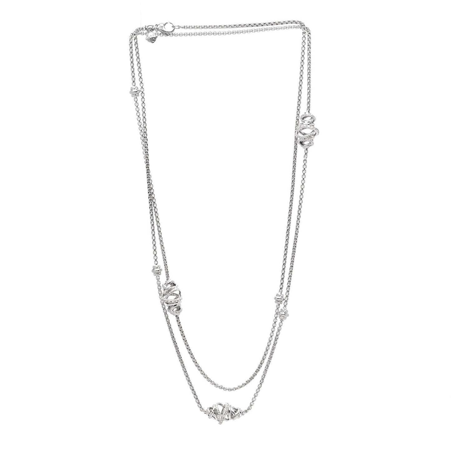 Sterling Silver Diamond Crossover Station Necklace