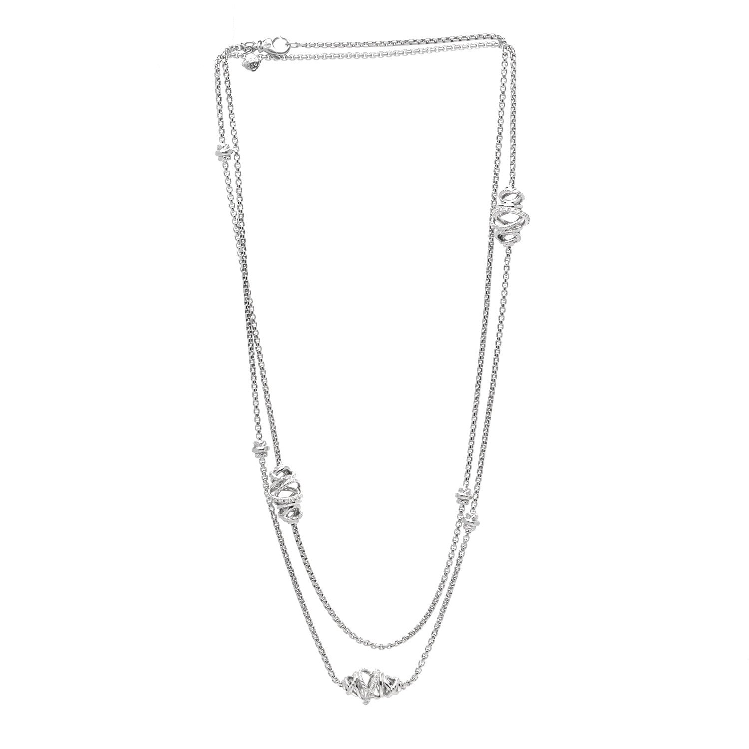 David Yurman Sterling Silver Diamond Crossover Station Necklace 3 of 4