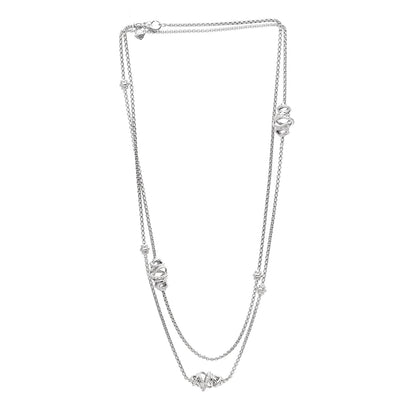 David Yurman Sterling Silver Diamond Crossover Station Necklace 3 of 4