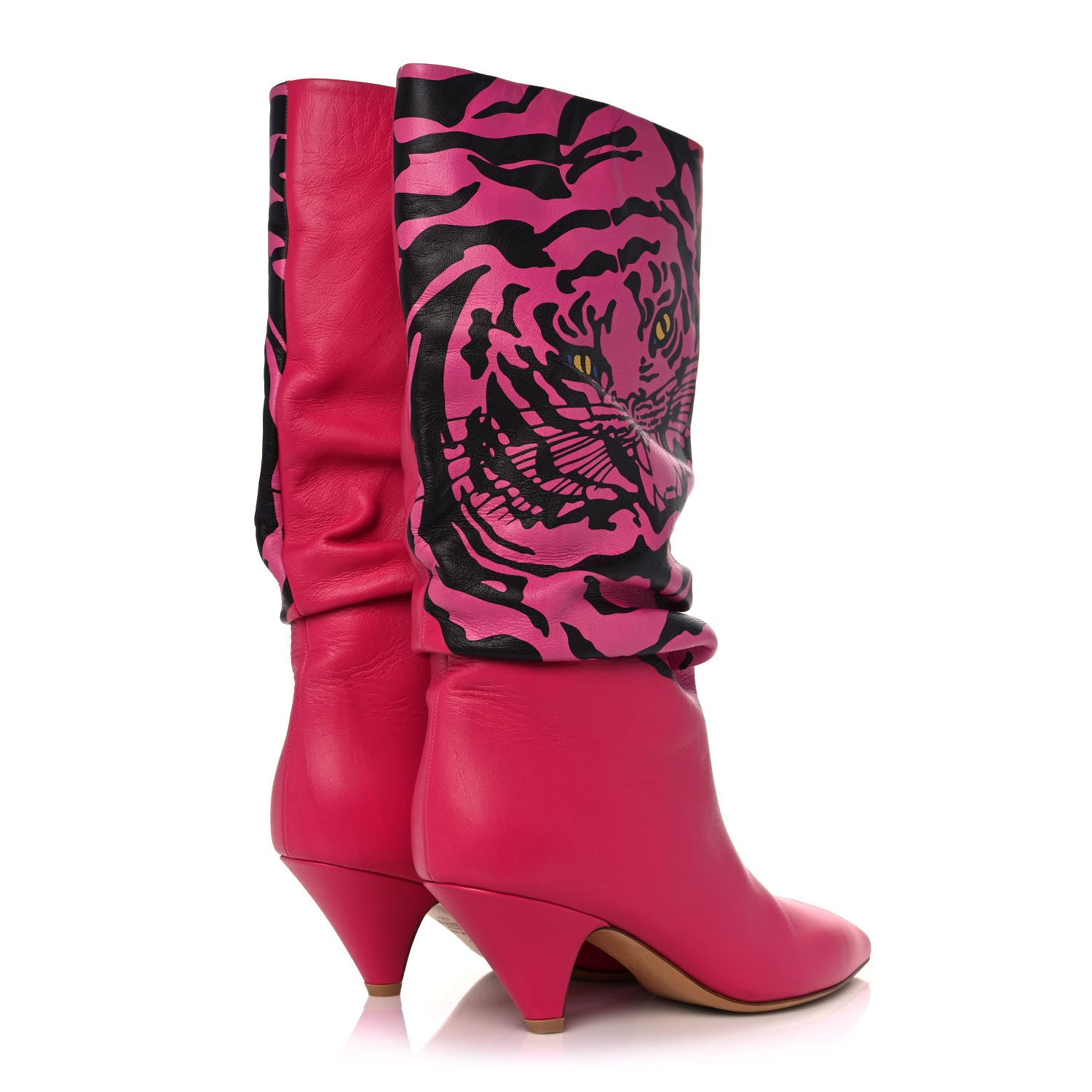 Valentino Garavani Calfskin Tiger Slouchy Boots 37 Pink 4 of 10