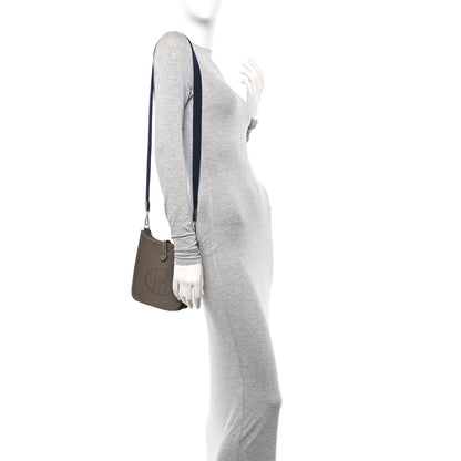 Hermes Taurillon Clemence Amazone Evelyne TPM Etoupe Bleu Indigo 2 of 11