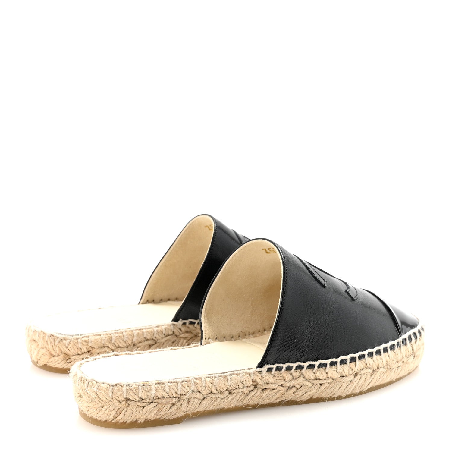 Chanel Iridescent Goatskin Patent CC Espadrille Mules 36 Black 5 of 10