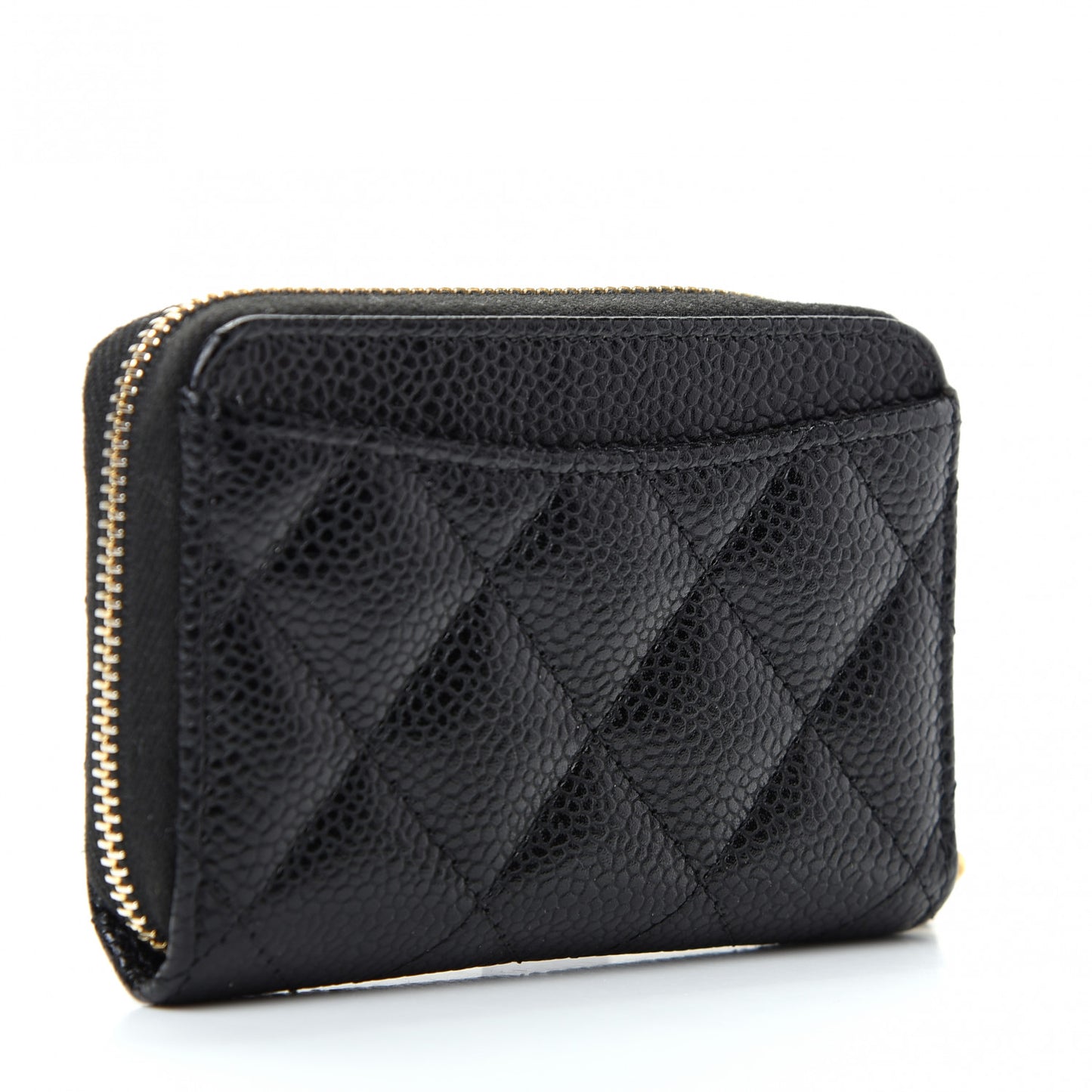 Caviar Quilted Zip Coin Purse Black