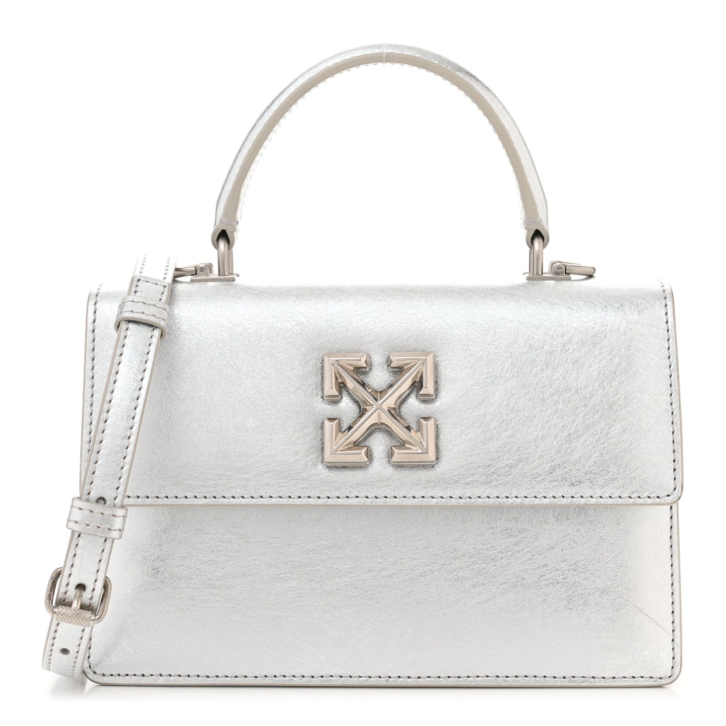 Metallic Calfskin Jitney 1.4 Shoulder Bag Silver