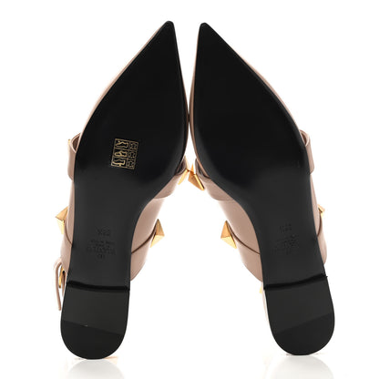 Valentino Garavani Calfskin Roman Stud Ankle Strap Flat Mules 38.5 Rose Cannelle 5 of 10
