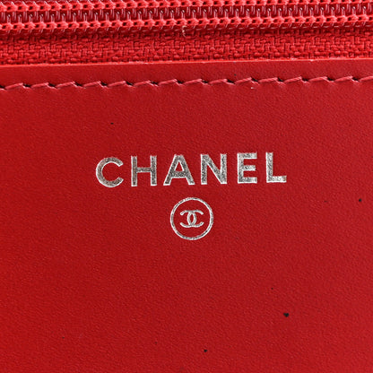 Chanel Glazed Calfskin Quilted Coco Boy Wallet On Chain WOC Red 5 of 13