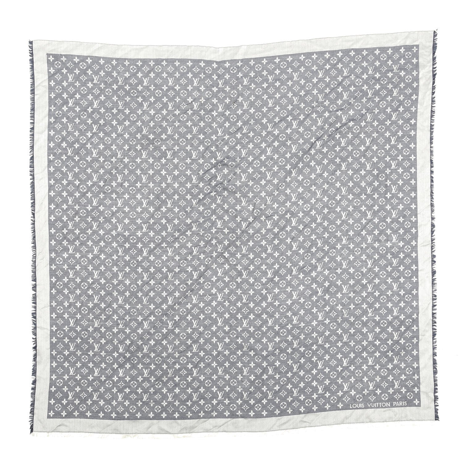 Louis Vuitton Wool Silk Monogram Denim Shawl Blue 1 of 4