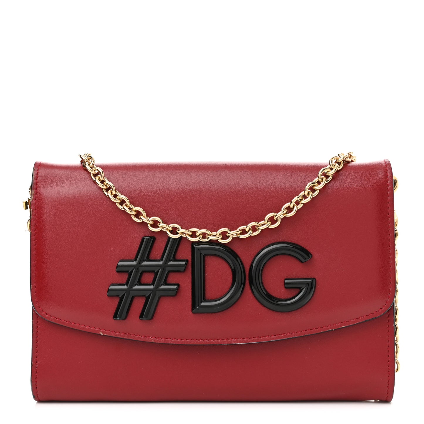 Calfskin Studded Wallet On Chain Red