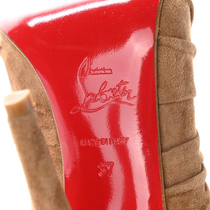 Christian Louboutin Suede Twist Front Manchon 120 Pumps 37 Beige 6 of 7