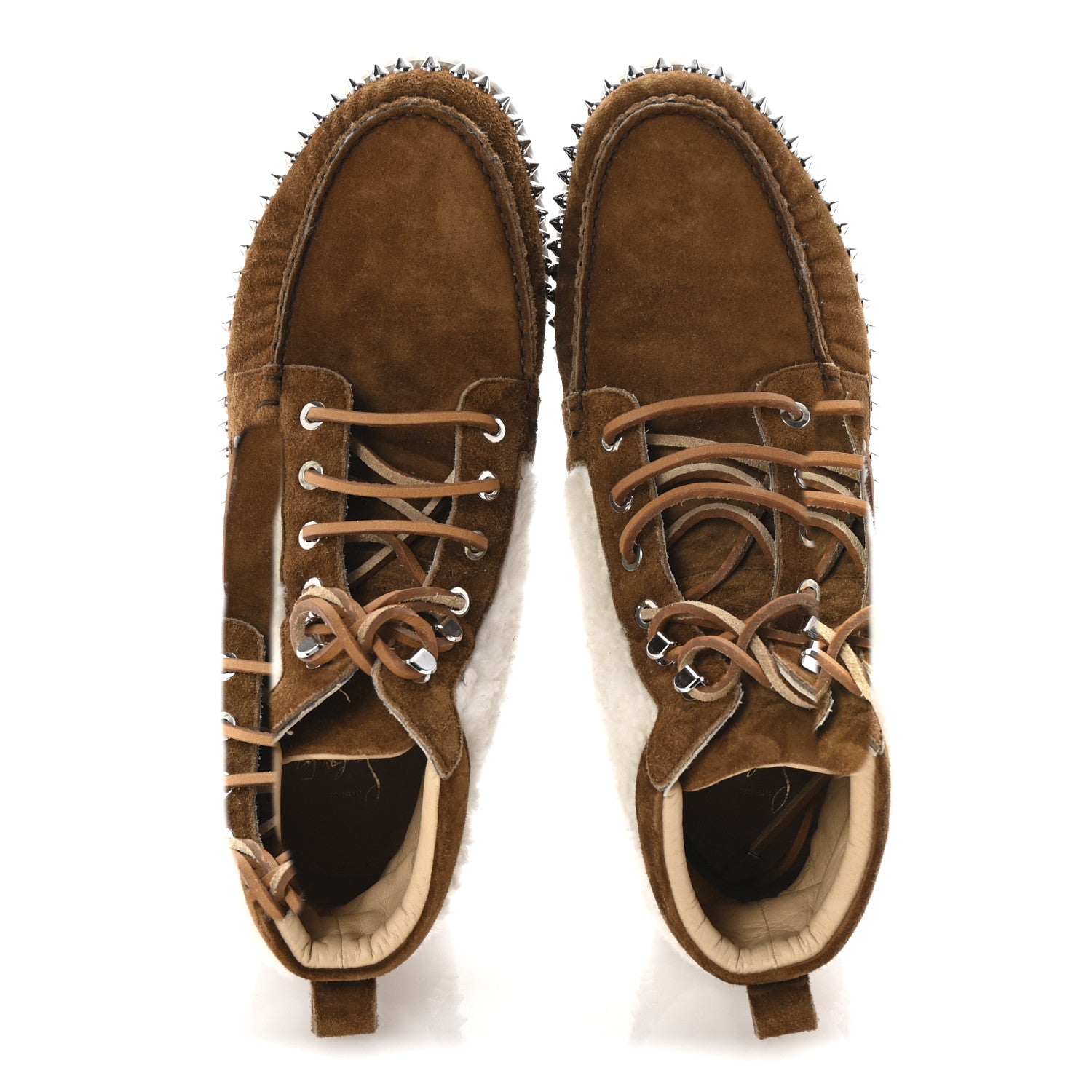 Christian Louboutin Suede Shearling Studded Toronto Flat Sneakers 40.5 Nounours 2 of 9