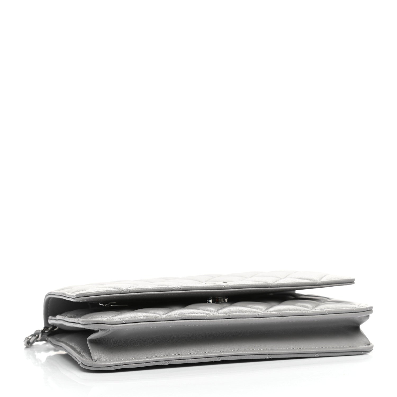 Chanel Lambskin Quilted Wallet On Chain WOC Grey 4 of 14