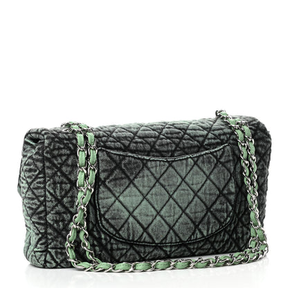 Chanel Denim Quilted Denimpression Flap Green Black 2 of 4