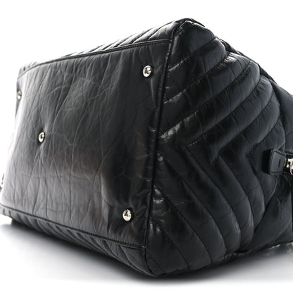 Chanel Aged Calfskin Chevron Medium Soft Bowling Bag Black 10 of 10