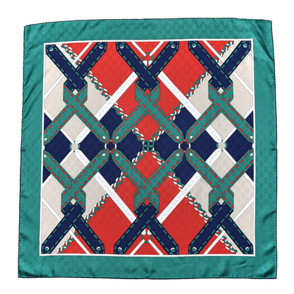 Gucci Silk Chain Argyle Square Scarf Flame Dark Green 1 of 4