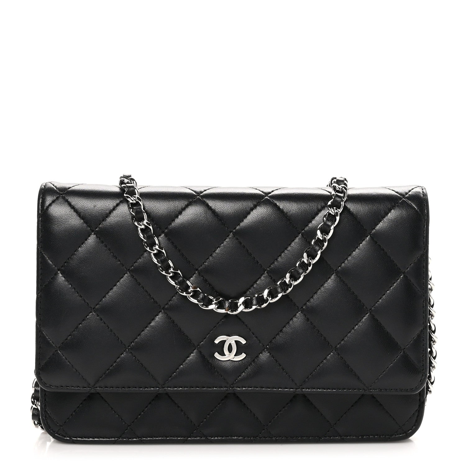 Chanel Lambskin Quilted Wallet On Chain WOC Black 1 of 13
