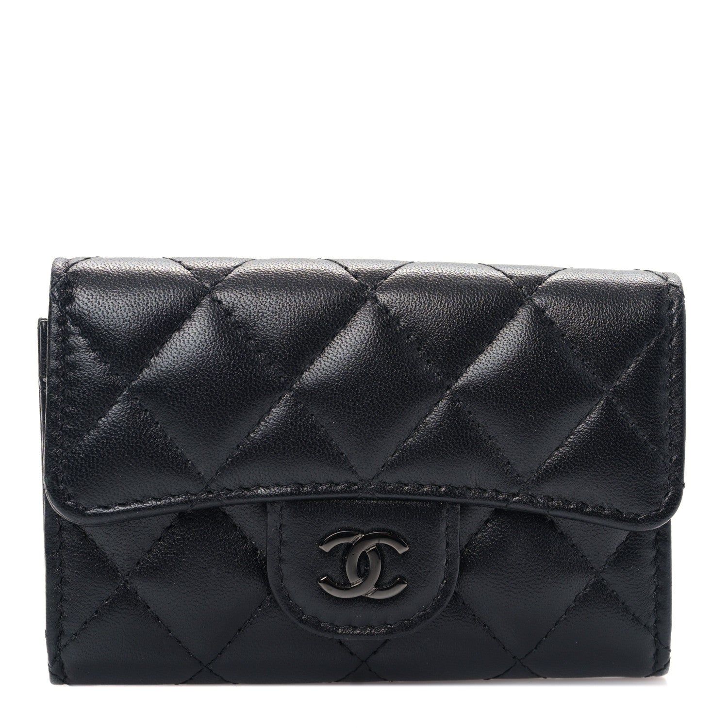 Chanel Lambskin Quilted Flap Card Holder Wallet So Black 1 of 11