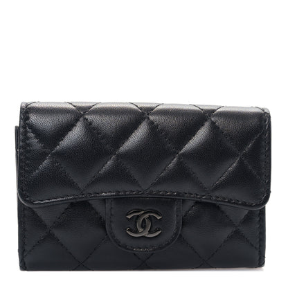 Chanel Lambskin Quilted Flap Card Holder Wallet So Black 1 of 11