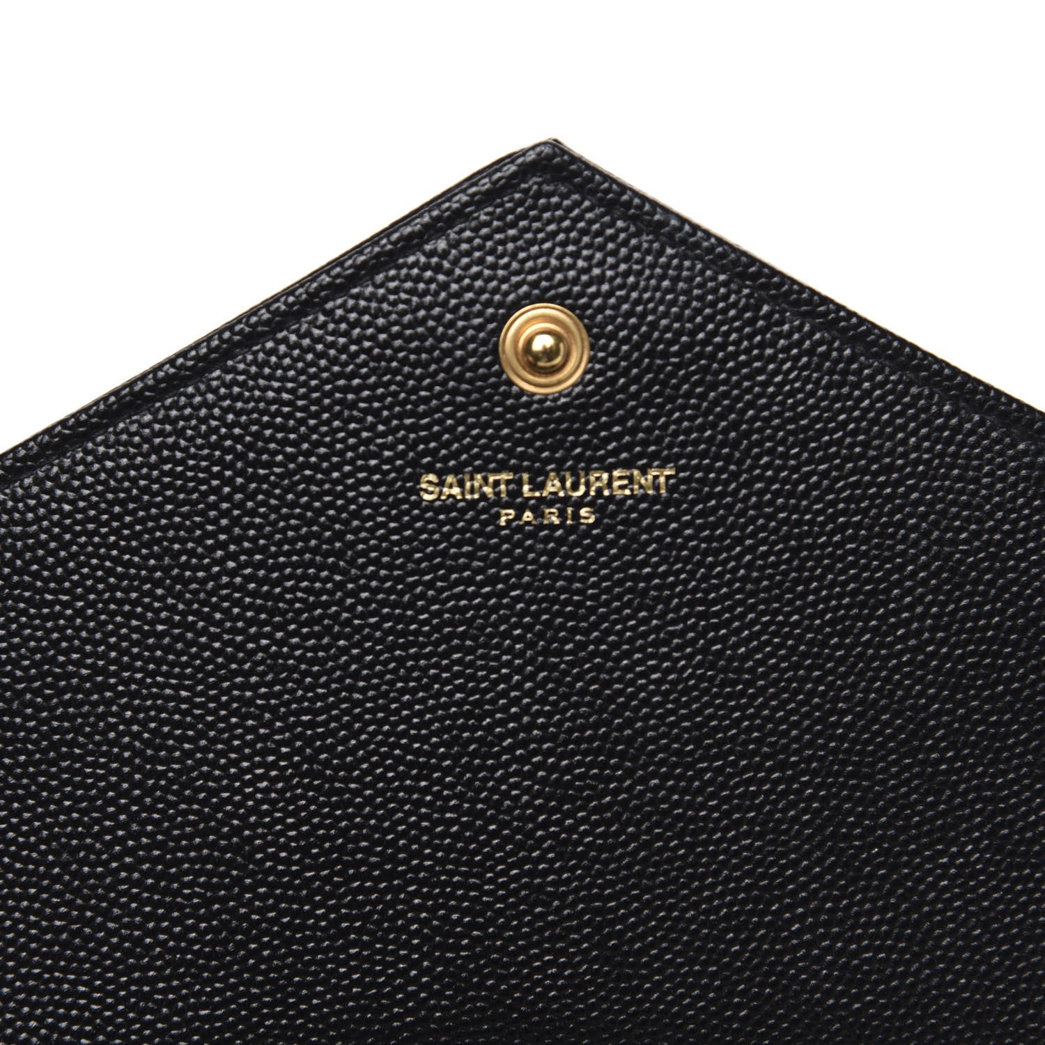 Saint Laurent Grain De Poudre Matelasse Chevron Monogram Chain Wallet Black 6 of 9