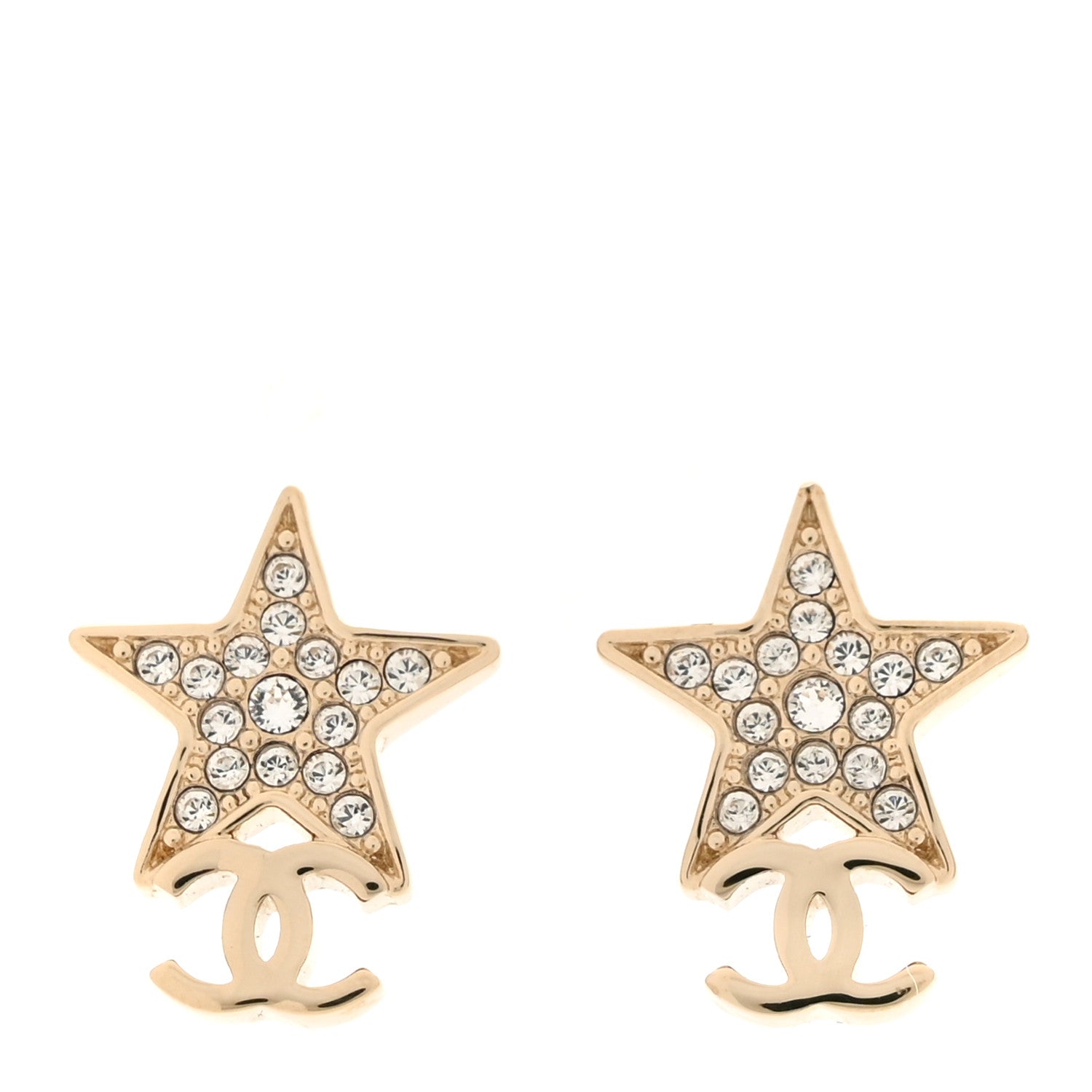 Chanel Crystal CC Star Earrings Gold 1 of 6