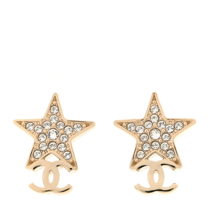 Chanel Crystal CC Star Earrings Gold 1 of 6