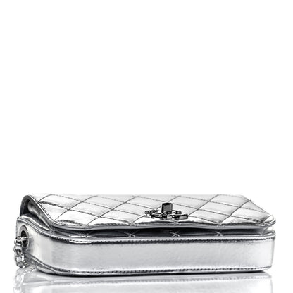 Chanel Hammered Metallic Calfskin Quilted Flap Silver 4 of 9